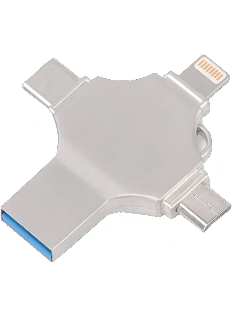 أبلينم ذاكرة فلاش USB متعددة الاستخدامات 4 في 1 بسعة 2 تيرابايت، مزودة بمنافذ USB/Type-C/Micro-USB/iOS، وحدة تخزين خارجية عالية السرعة للهواتف والأجهزة اللوحية وأجهزة الكمبيوتر. - Image 1